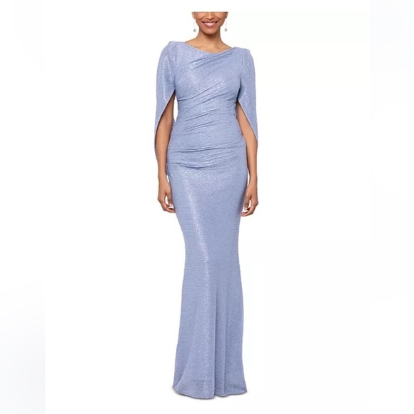 Betsy & Adam Metallic Cape Gown NWT - Picture 1 of 16